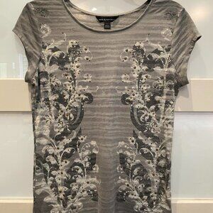 Rock & Republic Sheer Cap-sleeve Graphic T-shirt